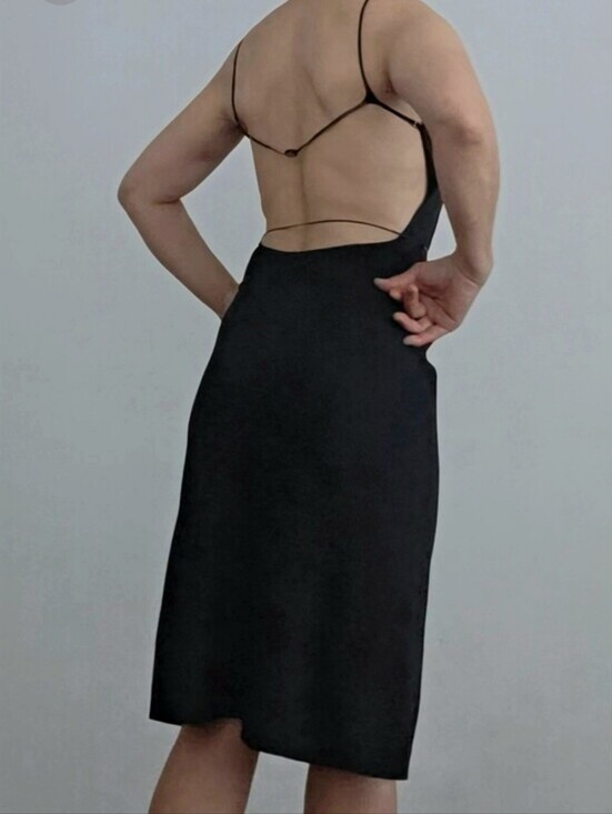 Prada Dresses & Skirts - PRADA. Silk w Lthr Strap Blk Dress. Made Italy. Small.